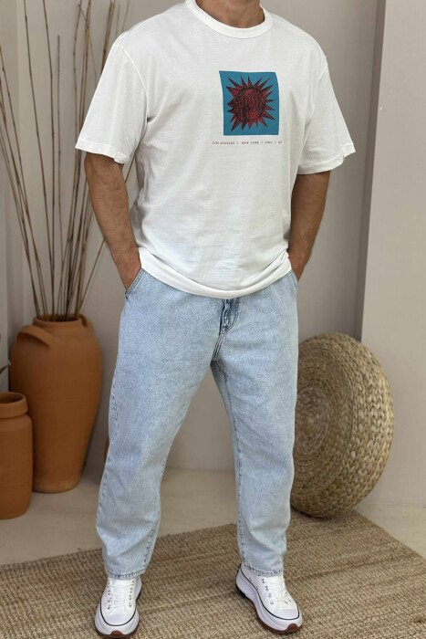 FRONT & BACK DESIGN WRITTINGS MEN T-SHIRT WHITE-E BARDHE - 