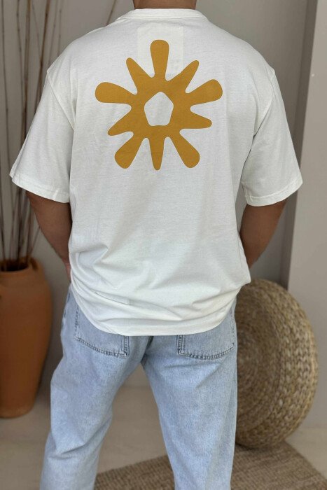 FRONT & BACK FLOWER IMAGE MEN T-SHIRT WHITE-E BARDHE - 3