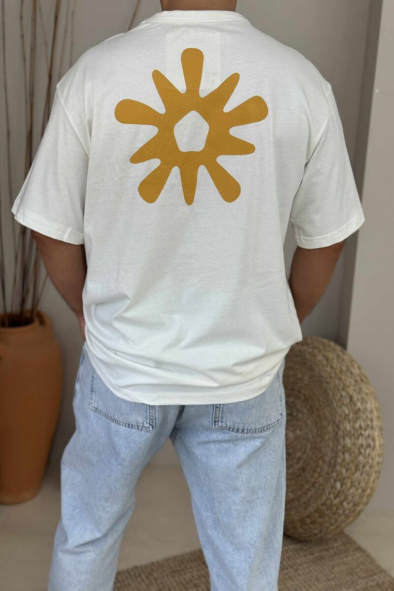 FRONT & BACK FLOWER IMAGE MEN T-SHIRT WHITE-E BARDHE - 3