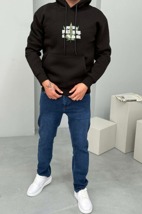 FRONT & BACK IMAGE FLUFFY MEN HOODIE BLACK/ E ZEZE - 2