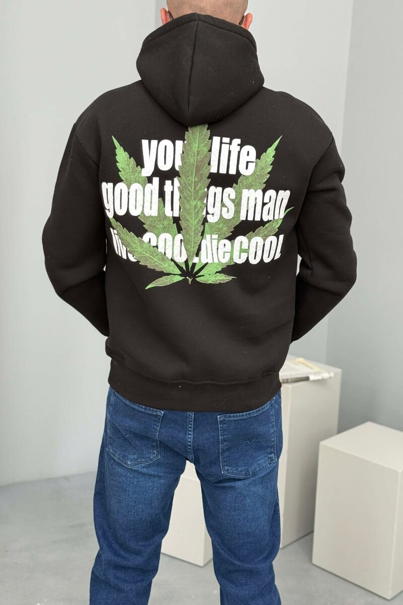 FRONT & BACK IMAGE FLUFFY MEN HOODIE BLACK/ E ZEZE - 3