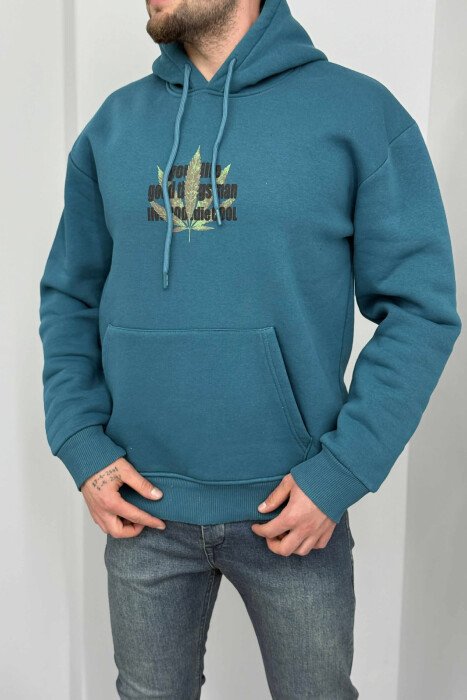 FRONT & BACK IMAGE FLUFFY MEN HOODIE BLUE STONE/GK - 1
