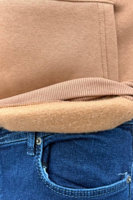 FRONT & BACK IMAGE FLUFFY MEN HOODIE BROWN/KAFE - 3