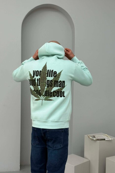FRONT & BACK IMAGE FLUFFY MEN HOODIE MINT/MENTE - 5
