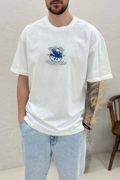 FRONT & BACK IMAGE MEN T-SHIRT WHITE-E BARDHE - 3
