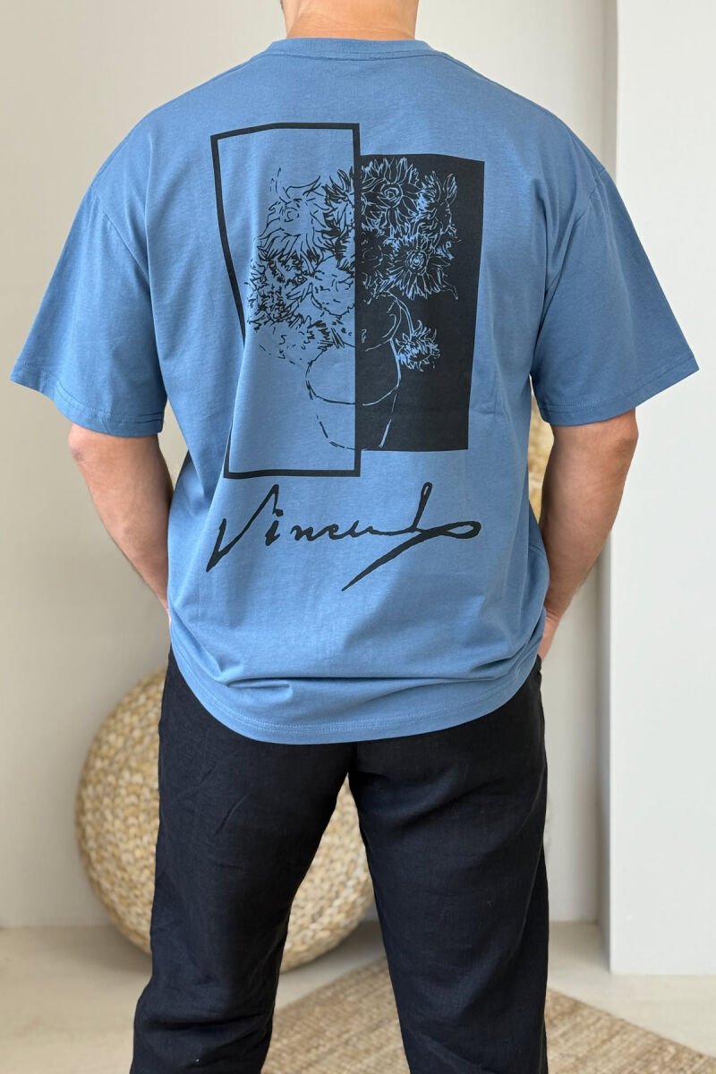 FRONT & BACK IMAGE SIMPLE MEN T-SHIRT LIGHTBLUE/BZ - 3