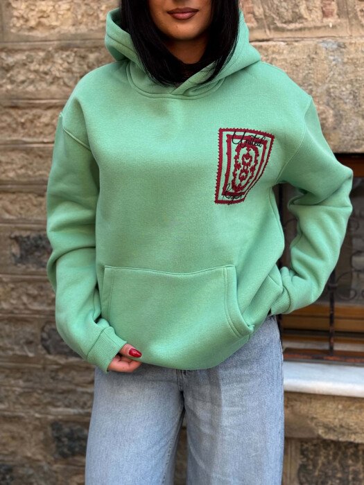FRONT & BACK IMAGE WOMAN HOODIE GREEN/JESHILE - 2