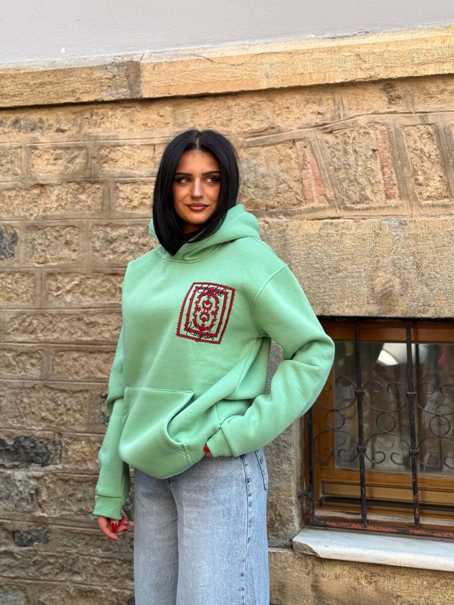 FRONT & BACK IMAGE WOMAN HOODIE GREEN/JESHILE - 3