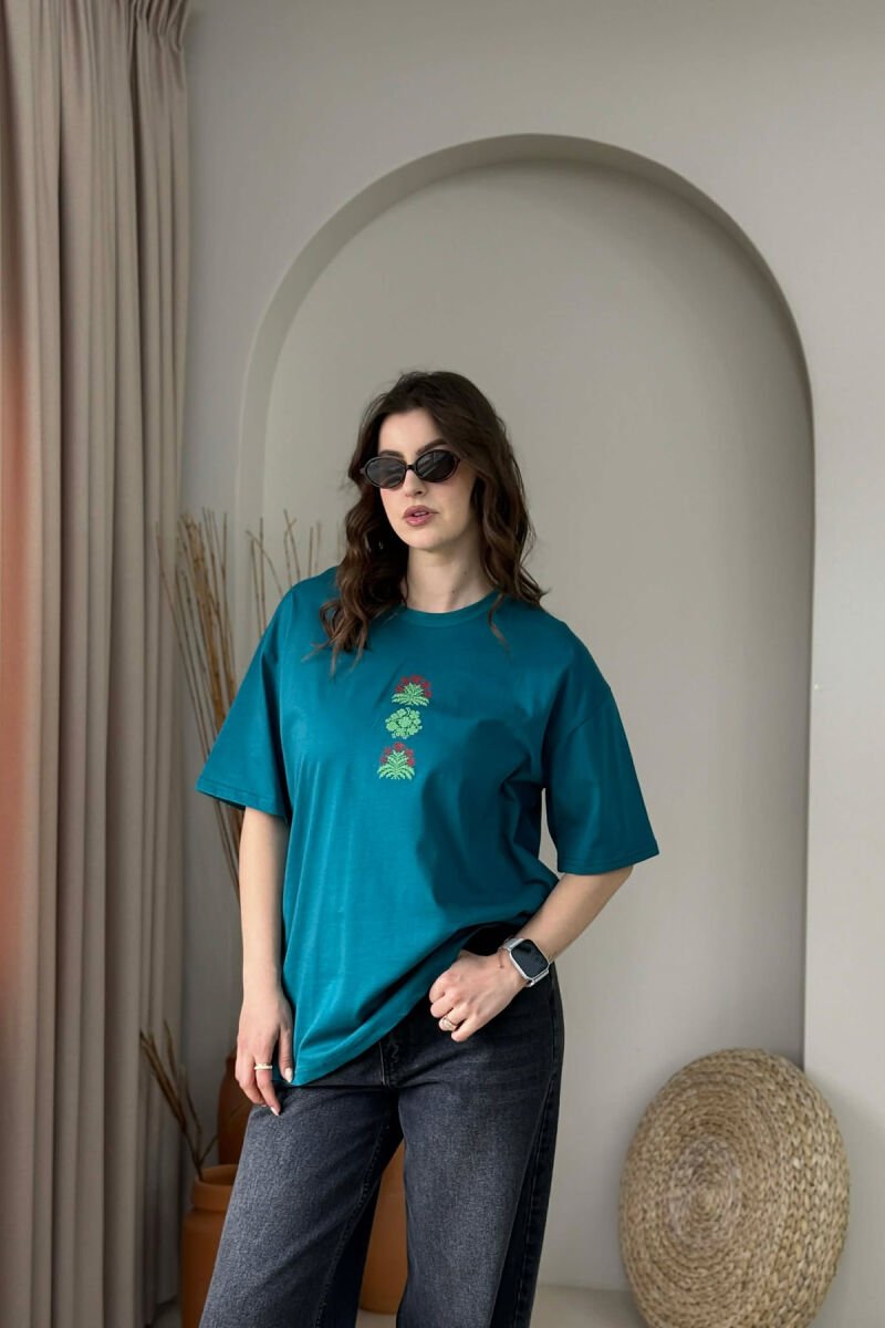 FRONT & BACK IMAGE WOMAN T- SHIRT + 6 PAIR SOCKS BLUE STONE/GK - 1