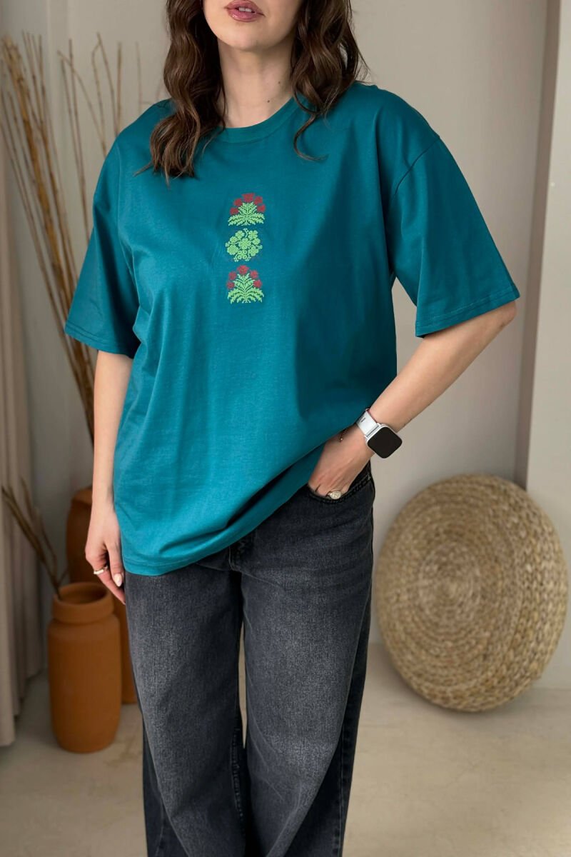 FRONT & BACK IMAGE WOMAN T- SHIRT + 6 PAIR SOCKS BLUE STONE/GK - 2