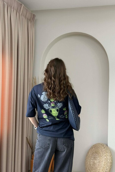 FRONT & BACK IMAGE WOMAN T-SHIRT + 6 PAIR SOCKS BLUE/BLU - 4