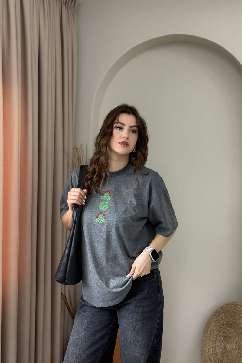 FRONT & BACK IMAGE WOMAN T- SHIRT + 6 PAIR SOCKS DARK GREY/GEE - 1