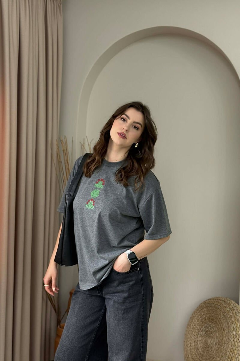 FRONT & BACK IMAGE WOMAN T- SHIRT + 6 PAIR SOCKS DARK GREY/GEE - 3