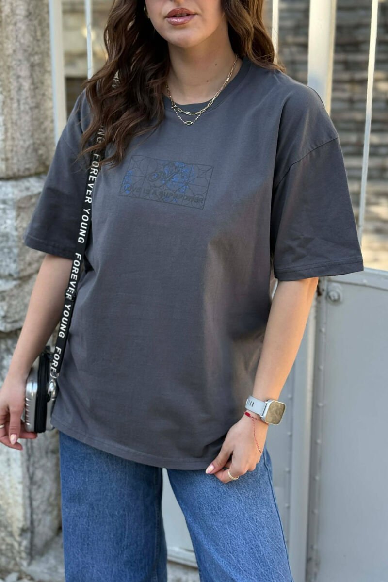 FRONT & BACK IMAGE WOMAN T-SHIRT +6 PAIR SOCKS DARK GREY/GEE - 5