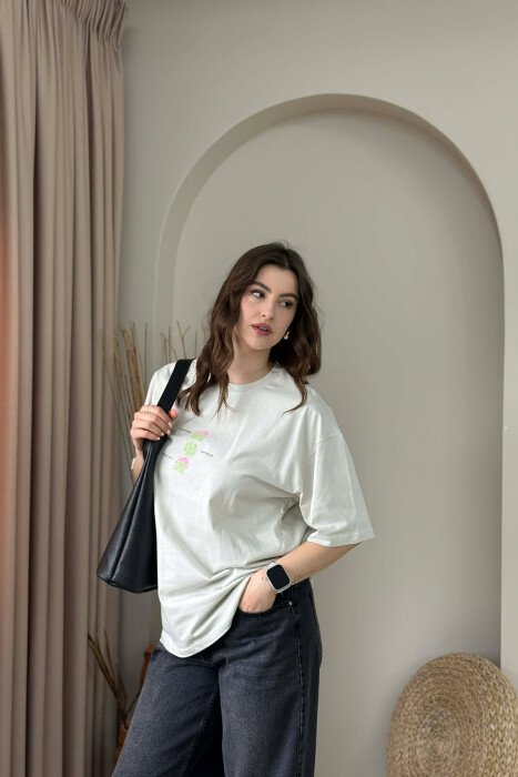 FRONT & BACK IMAGE WOMAN T-SHIRT + 6 PAIR SOCKS LIGHT GREY/GZ 