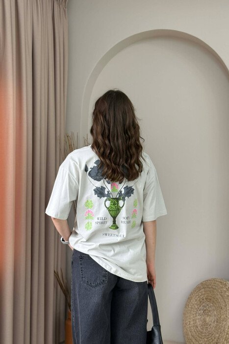 FRONT & BACK IMAGE WOMAN T-SHIRT + 6 PAIR SOCKS LIGHT GREY/GZ - 3