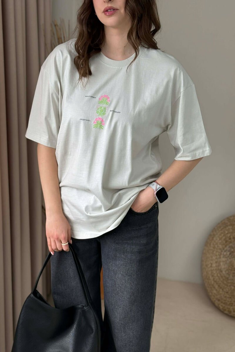 FRONT & BACK IMAGE WOMAN T-SHIRT + 6 PAIR SOCKS LIGHT GREY/GZ - 4