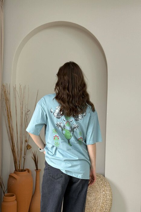 FRONT & BACK IMAGE WOMAN T- SHIRT + 6 PAIR SOCKS LIGHTBLUE/BZ - 2