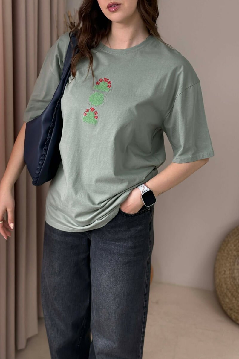 FRONT & BACK IMAGE WOMAN T- SHIRT + 6 PAIR SOCKS MINT/MENTE - 3
