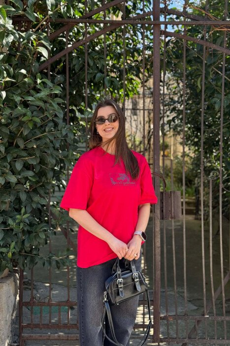 FRONT & BACK IMAGE WOMAN T-SHIRT +6 PAIR SOCKS RED/E KUQE - 1