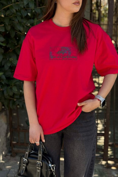 FRONT & BACK IMAGE WOMAN T-SHIRT +6 PAIR SOCKS RED/E KUQE - 3