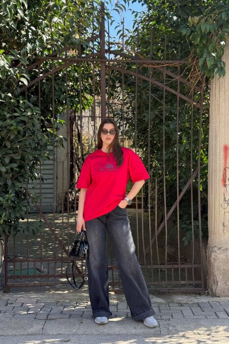 FRONT & BACK IMAGE WOMAN T-SHIRT +6 PAIR SOCKS RED/E KUQE - 4