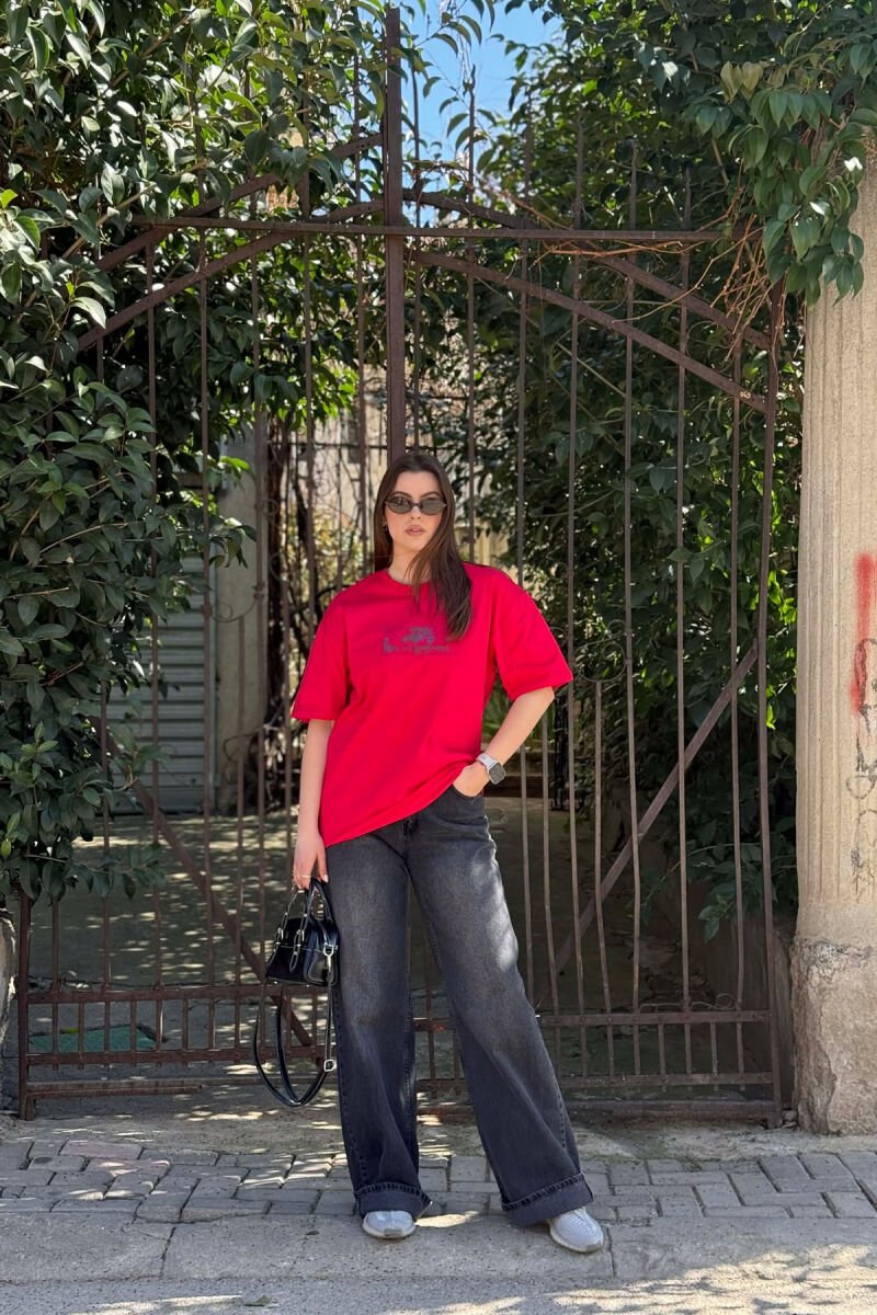FRONT & BACK IMAGE WOMAN T-SHIRT +6 PAIR SOCKS RED/E KUQE - 4