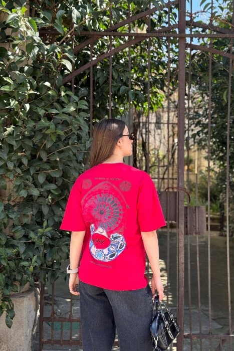 FRONT & BACK IMAGE WOMAN T-SHIRT +6 PAIR SOCKS RED/E KUQE - 5