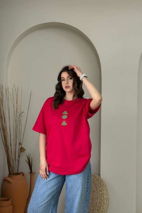 FRONT & BACK IMAGE WOMAN T- SHIRT + 6 PAIR SOCKS RED/E KUQE - 1