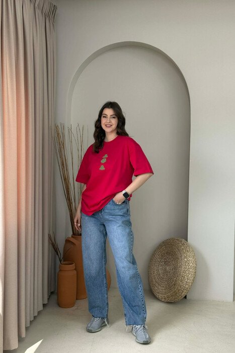 FRONT & BACK IMAGE WOMAN T- SHIRT + 6 PAIR SOCKS RED/E KUQE - 3