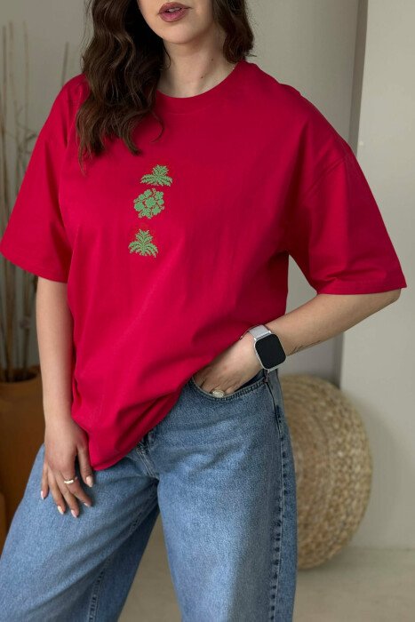 FRONT & BACK IMAGE WOMAN T- SHIRT + 6 PAIR SOCKS RED/E KUQE - 4