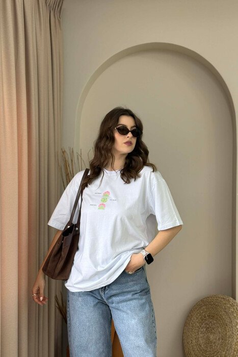 FRONT & BACK IMAGE WOMAN T-SHIRT + 6 PAIR SOCKS WHITE-E BARDHE - 3