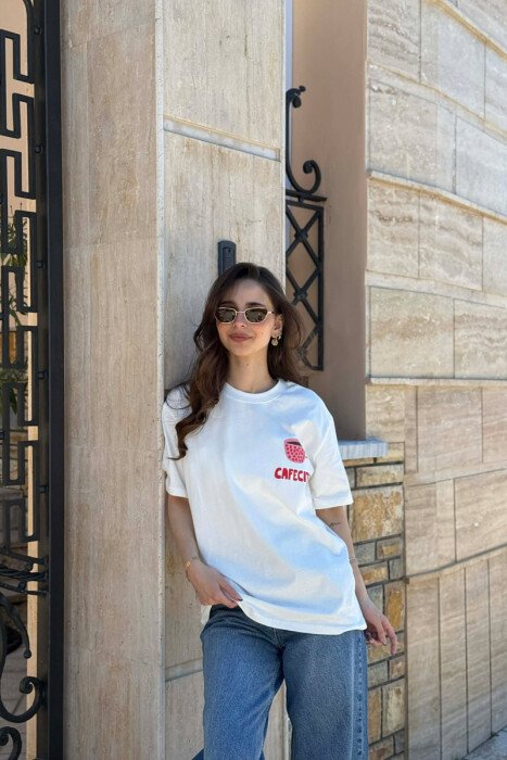 FRONT & BACK IMAGE WOMAN T-SHIRT WHITE-E BARDHE - 