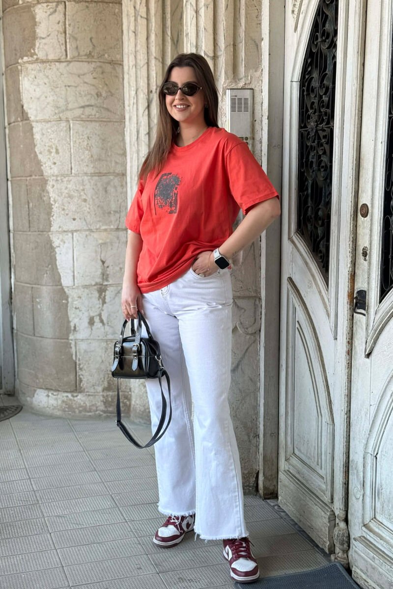 FRONT & BACK IMAGE WOMEN T-SHIRT + 6 PAIR SOCKS ORANGE/PORTOKALLI - 3