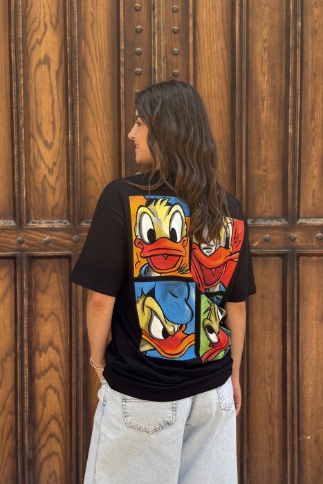 FRONT & BACK IMAGE WOMEN T-SHIRT BLACK/ E ZEZE - 4