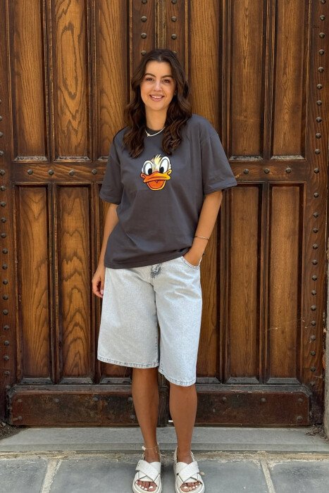 FRONT & BACK IMAGE WOMEN T-SHIRT DARK GREY/GEE - 1