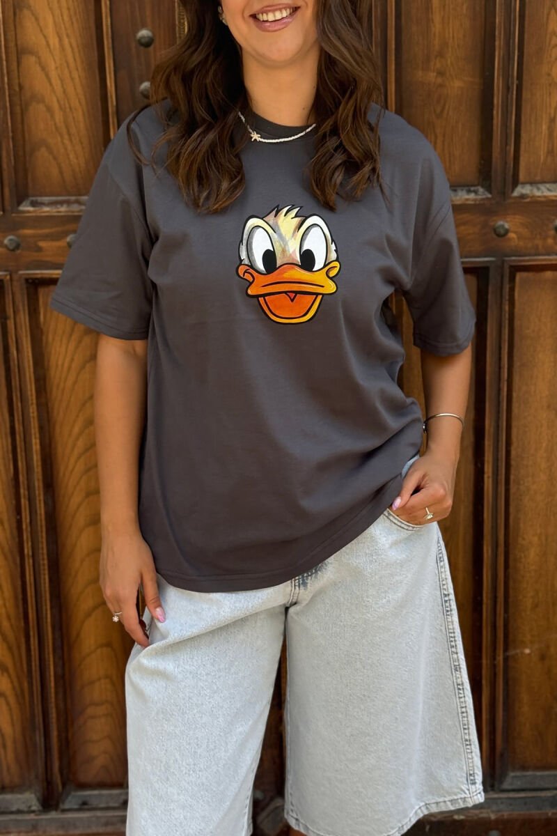 FRONT & BACK IMAGE WOMEN T-SHIRT DARK GREY/GEE - 3