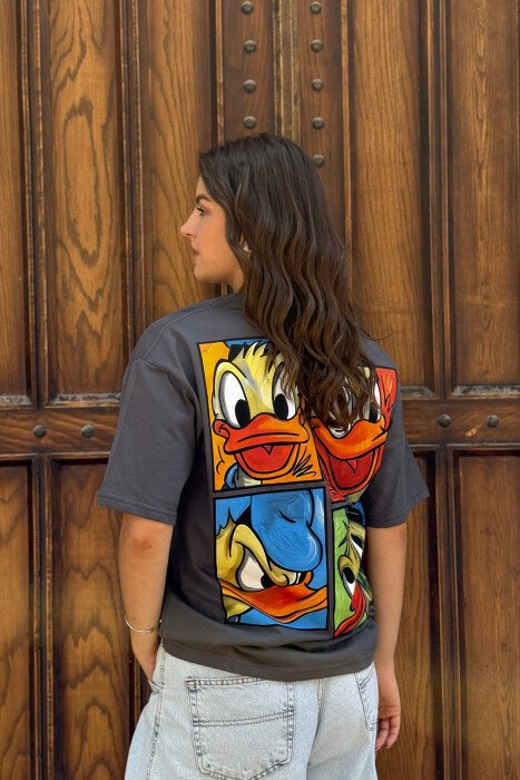 FRONT & BACK IMAGE WOMEN T-SHIRT DARK GREY/GEE - 4