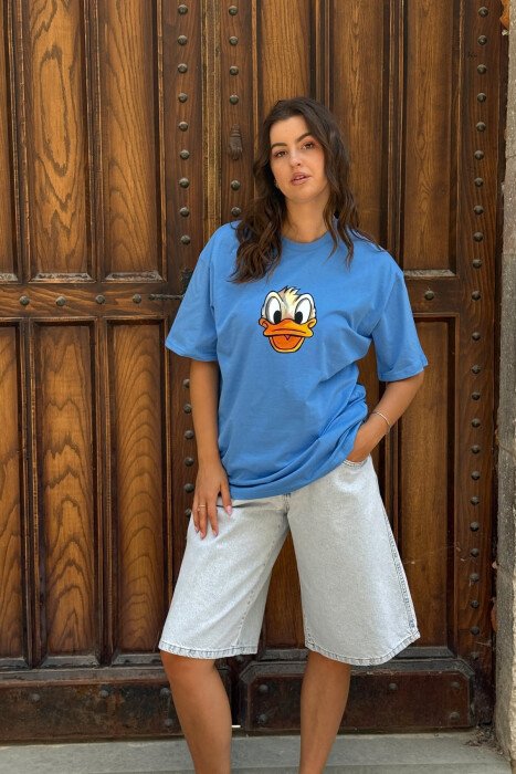 FRONT & BACK IMAGE WOMEN T-SHIRT LIGHTBLUE/BZ - 1