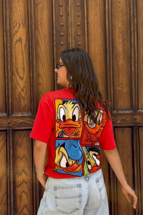 FRONT & BACK IMAGE WOMEN T-SHIRT RED/E KUQE - 3