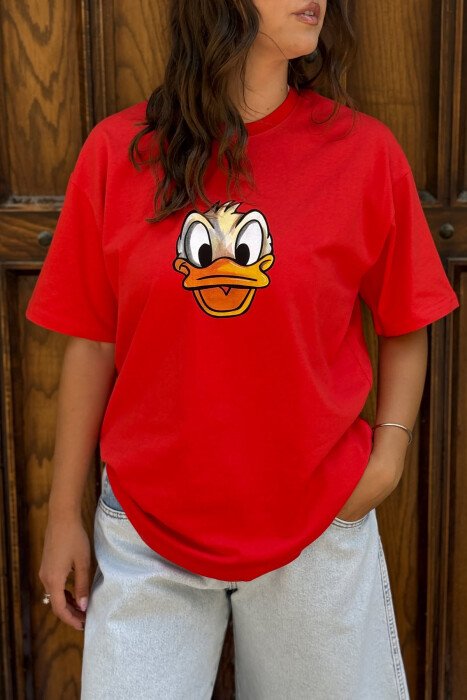 FRONT & BACK IMAGE WOMEN T-SHIRT RED/E KUQE - 2