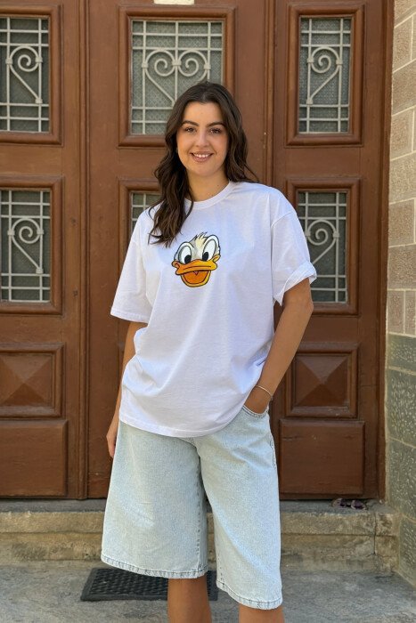 FRONT & BACK IMAGE WOMEN T-SHIRT WHITE-E BARDHE - 2