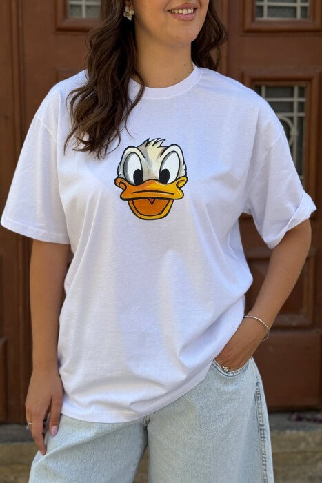 FRONT & BACK IMAGE WOMEN T-SHIRT WHITE-E BARDHE - 3