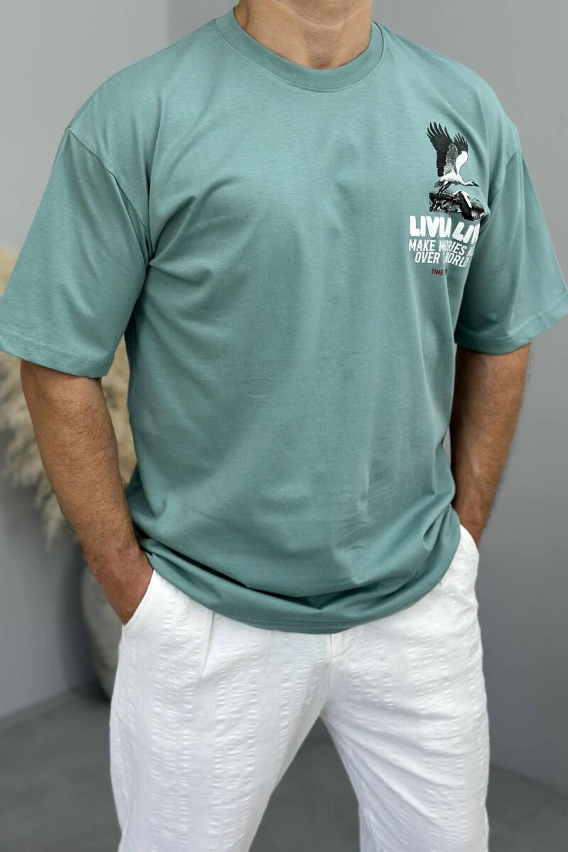 FRONT & BACK IMAGE WRITTINGS MEN T-SHIRT DARK MINT/MENTE ERRET - 1