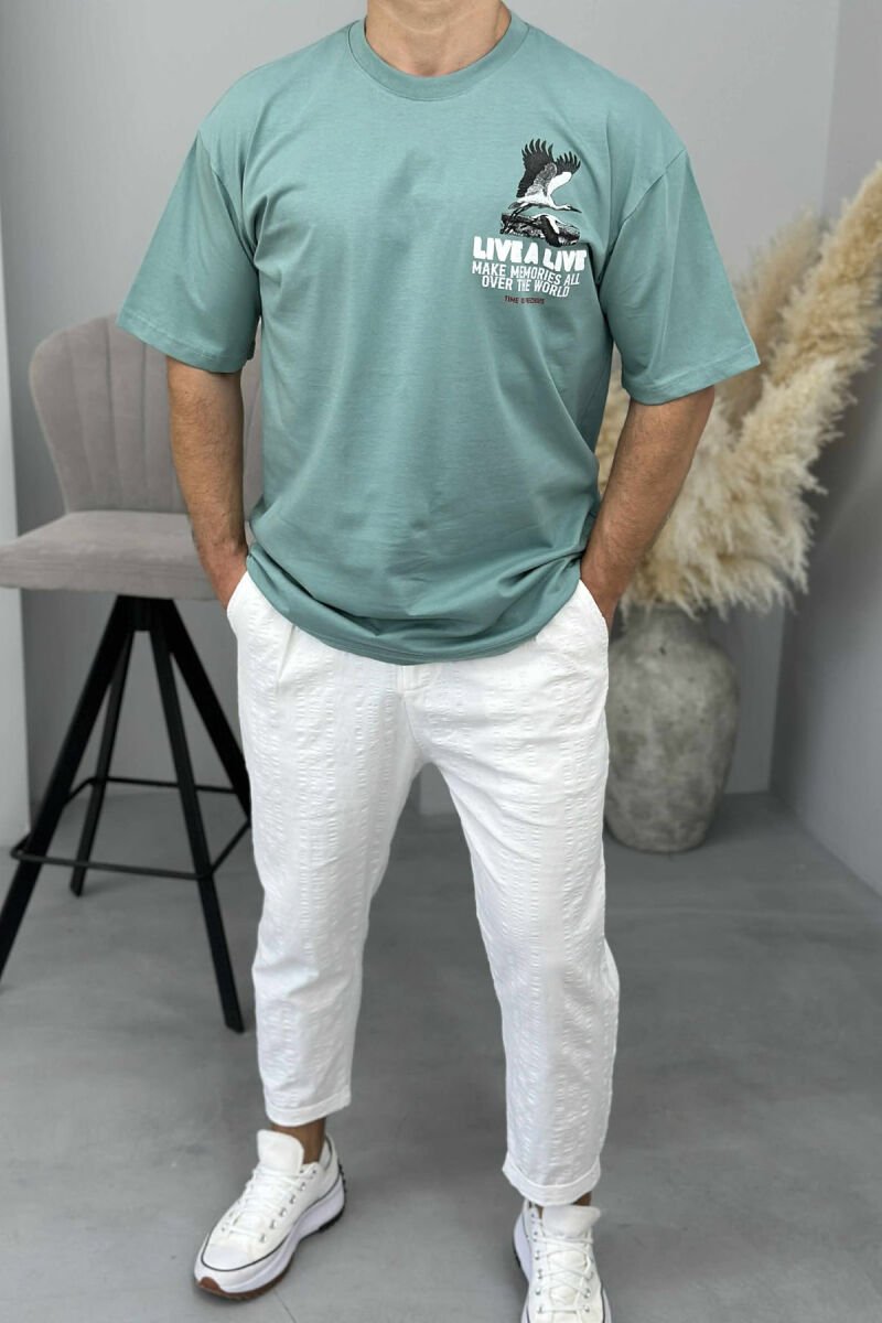FRONT & BACK IMAGE WRITTINGS MEN T-SHIRT DARK MINT/MENTE ERRET - 4