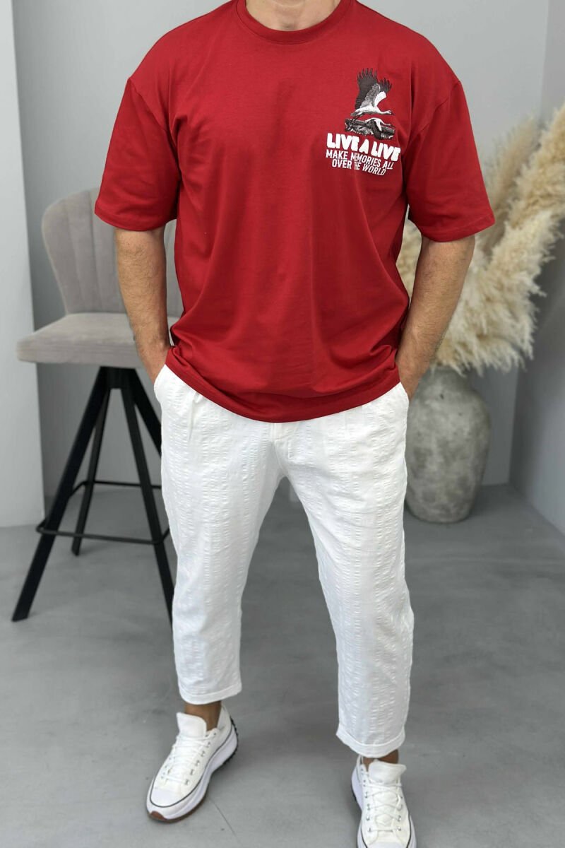 FRONT & BACK IMAGE WRITTINGS MEN T-SHIRT RED/E KUQE - 1