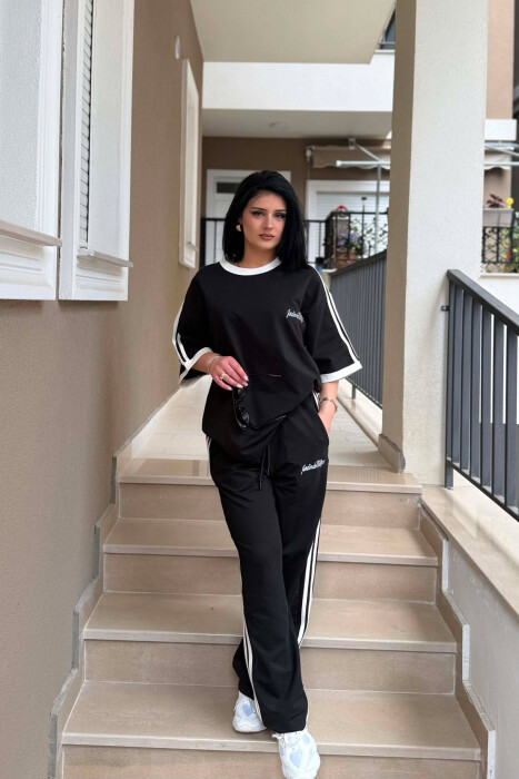 SET T-SHIRT ME SHKRIME PARA & PAS + TUTA PER FEMRA NE NGJYRE TE ZEZE - KLAUDIO FASHION