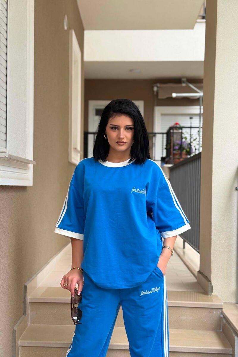 FRONT & BACK WRITTINGS T-SHIRT + SWEATPANTS WOMAN SET BLUE/BLU - 3