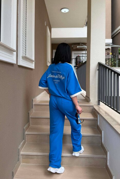 FRONT & BACK WRITTINGS T-SHIRT + SWEATPANTS WOMAN SET BLUE/BLU - 6