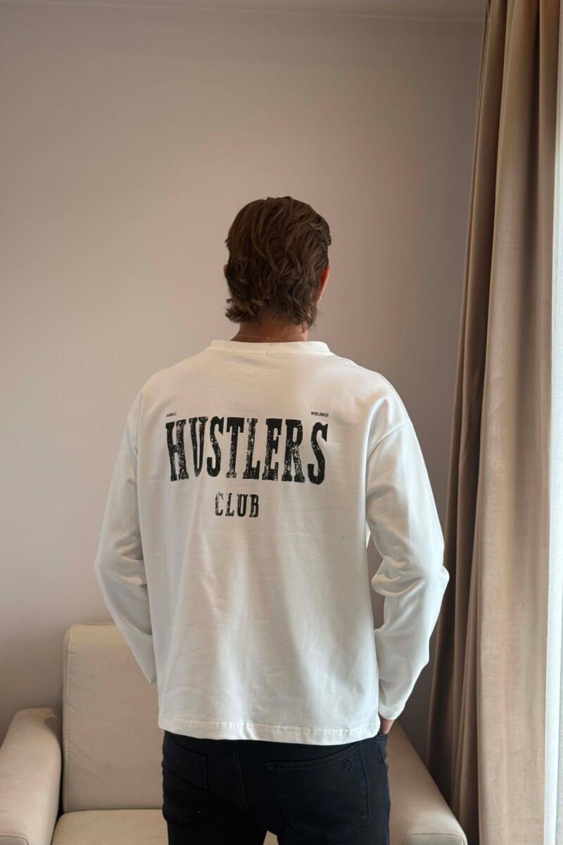 FRONT & BACK WRITTINGS MEN SWEATSHIRT WHITE-E BARDHE - 2